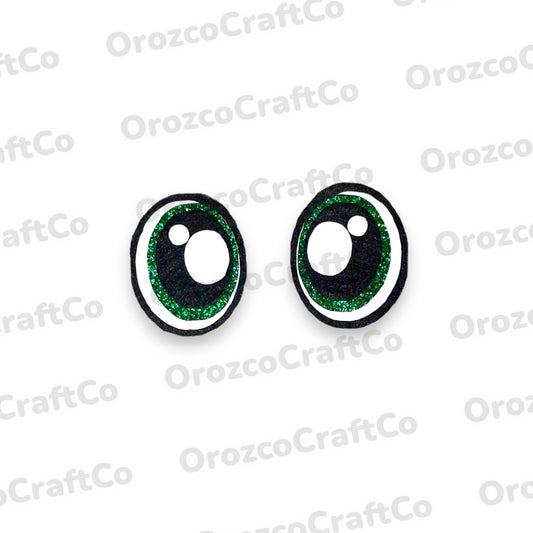 Green Glitter Felt Eyes 20mm | 25mm | 35mm | 40mm | 45mm