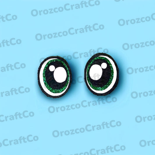 Green Glitter Felt Eyes 20mm | 25mm | 35mm | 40mm | 45mm