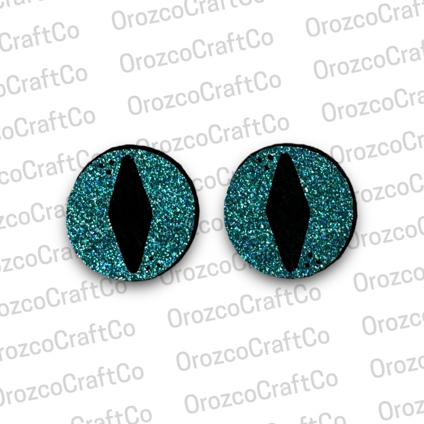 Teal Glitter Diamond Dot Felt Eyes 25/35 mm