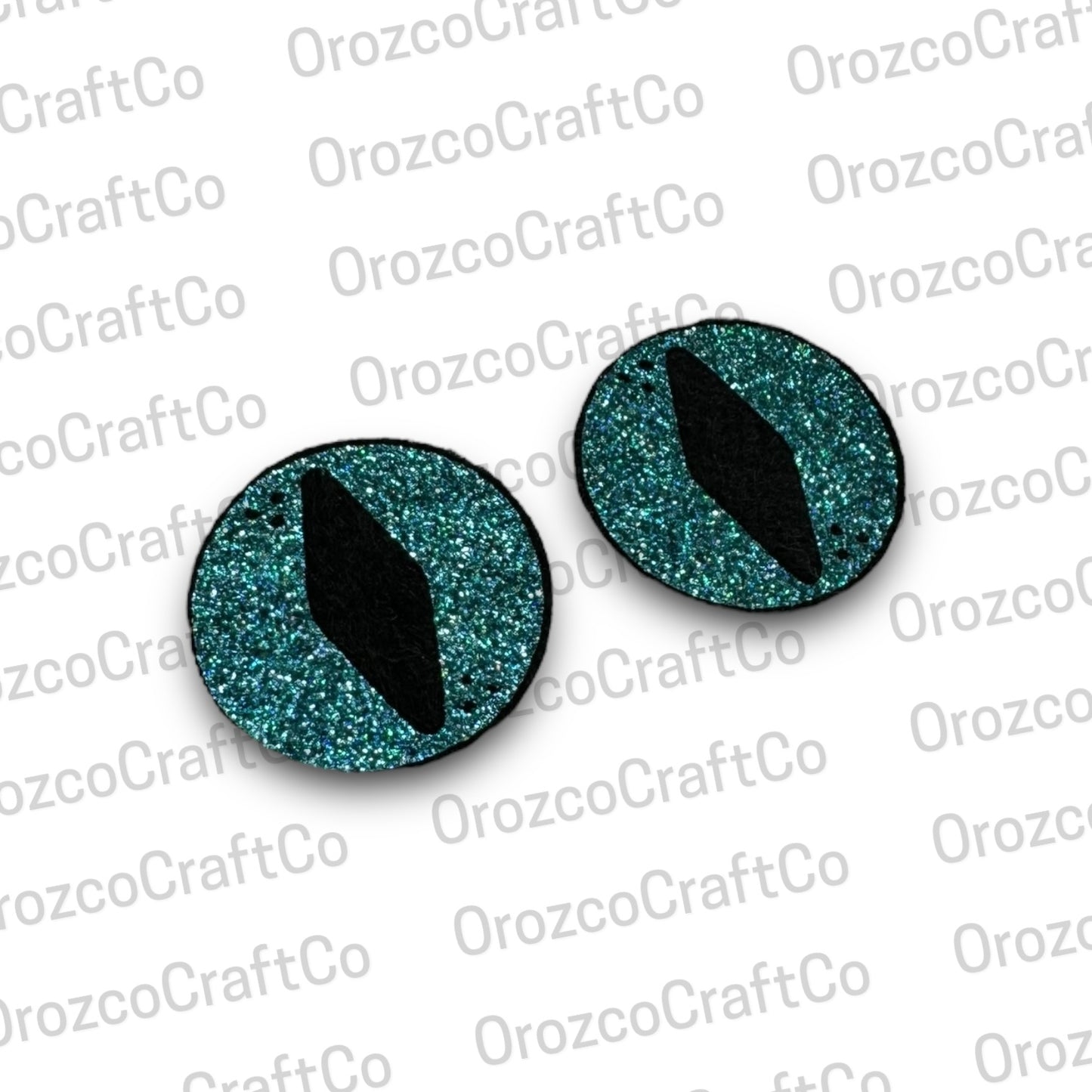 Teal Glitter Diamond Dot Felt Eyes 25/35 mm