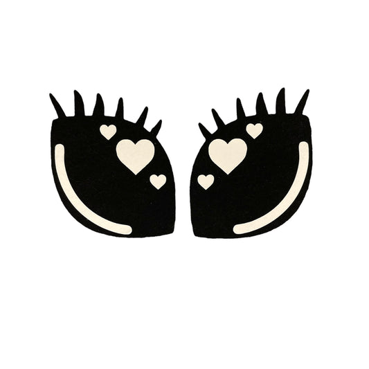 Matte White Heart Alien Felt Eyes | Eyelash