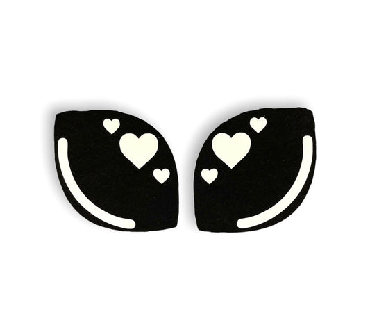 Mini White Heart Alien Felt Eyes